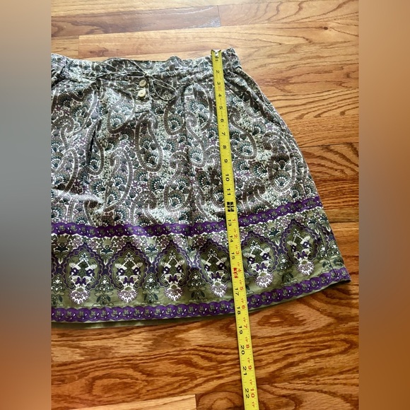 Converse Paisley Print Olive Green Purple High Waisted Boho Women’s Skirt Size S - Picture 7 of 10